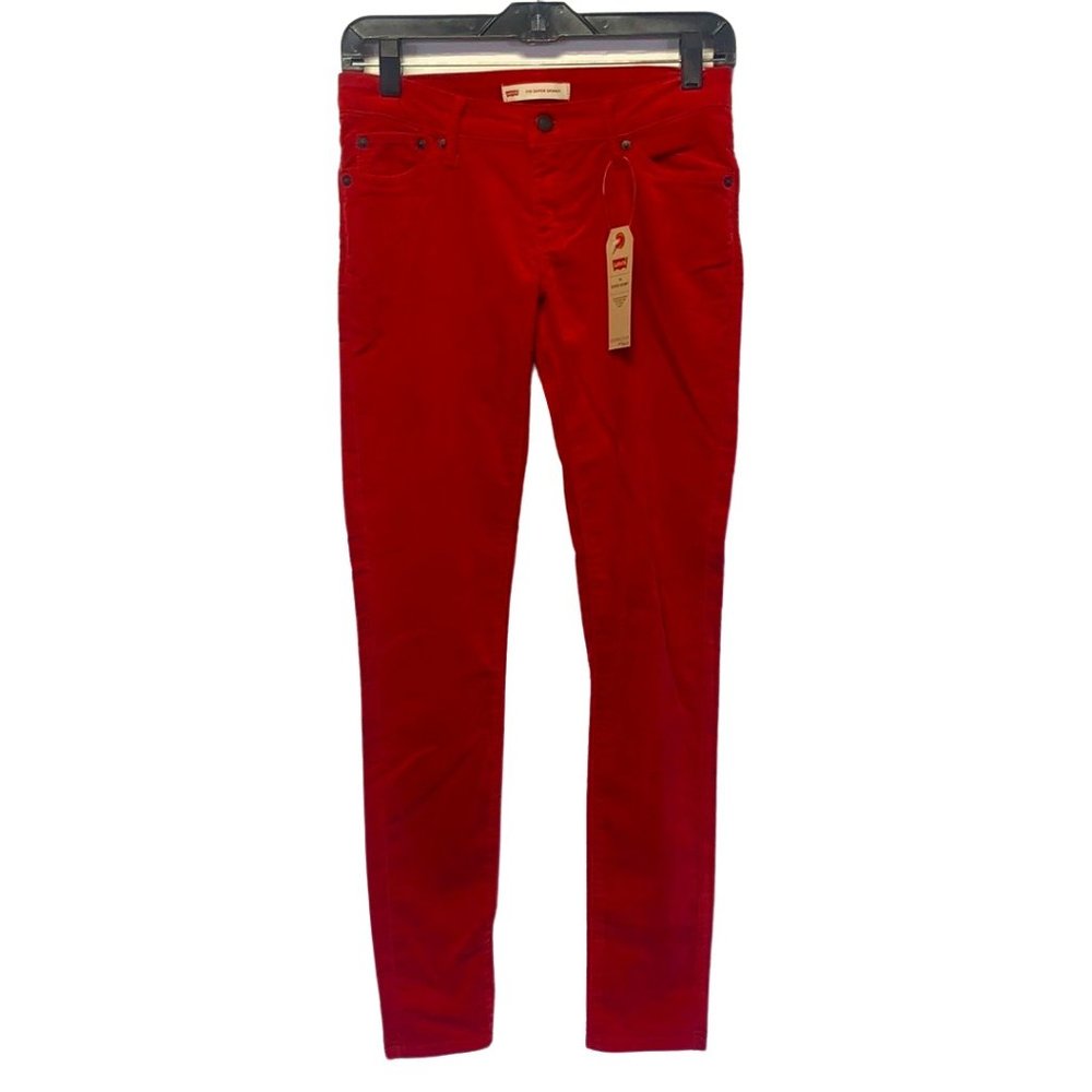 Levi’s Super-Luxurious Red Velveteen 710 Super Skinny Jeans NWT